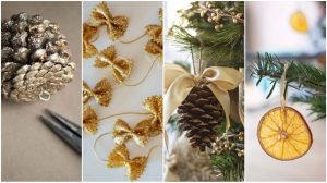 decoration-sapin-pâte-pigne de pin-ruban-original-diy-noel