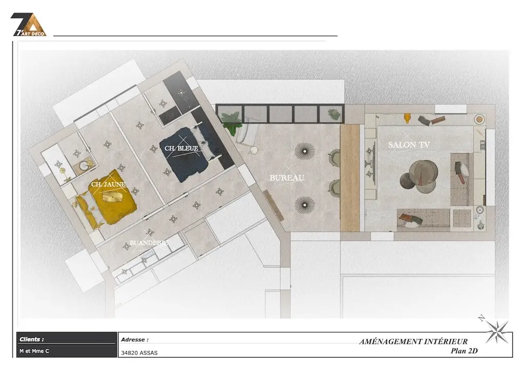 plan 2D d aménagement architecte d intérieur Gard Herault Cévennes